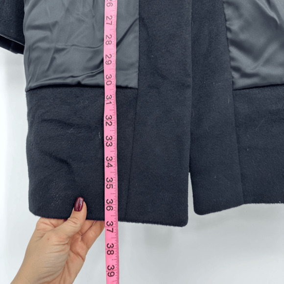 Cinzia Rocca Womens Wool Angora Dress Coat Size S Black Satin Pockets Coquette - Picture 9 of 16